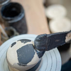 Rebecca Perry working in her studio 2019